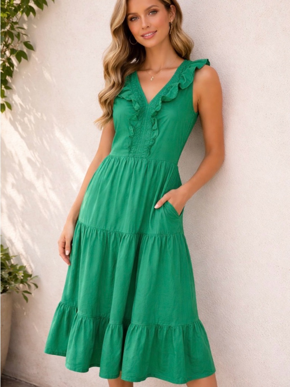 J Crew Ruffled Tiered Midi Dress sz 2 Cottagecore Preppy Country Club Travel
